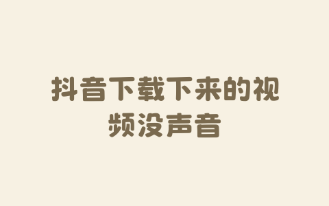 抖音下载下来的视频没声音-Xyner