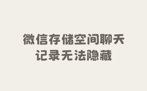 微信存储空间聊天记录无法隐藏-Xyner